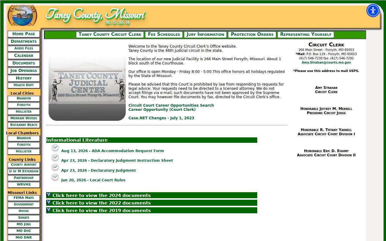 Taney County Circuit Clerk official contact page