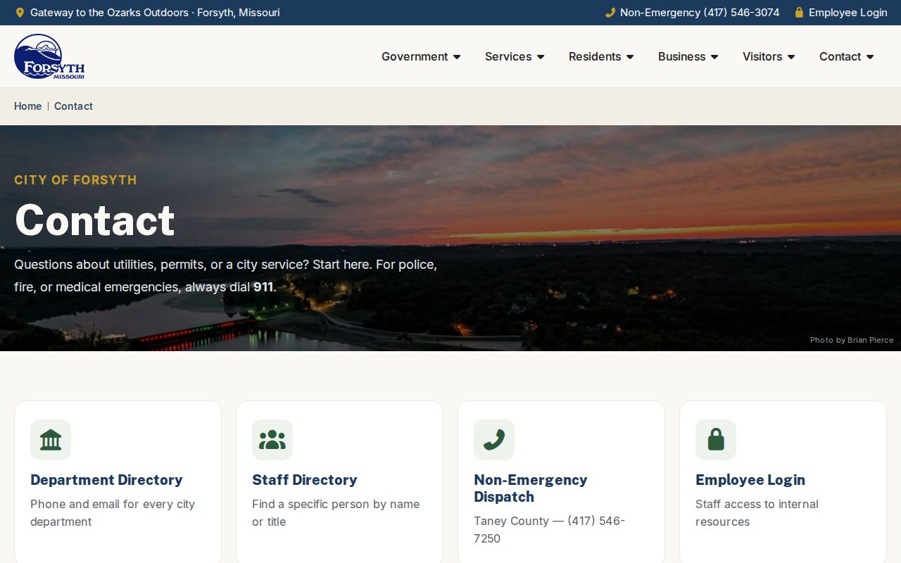 Forsyth City Hall and municipal court contact page